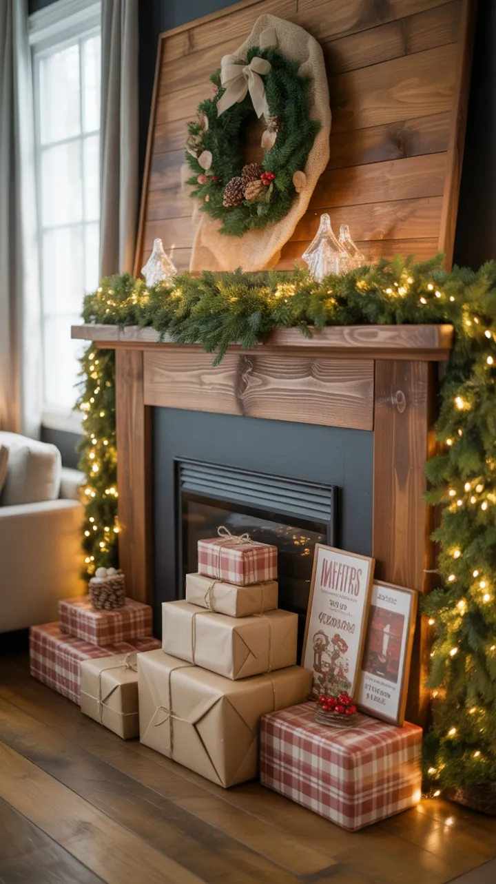 Warmth of a Rustic Christmas Mantel
