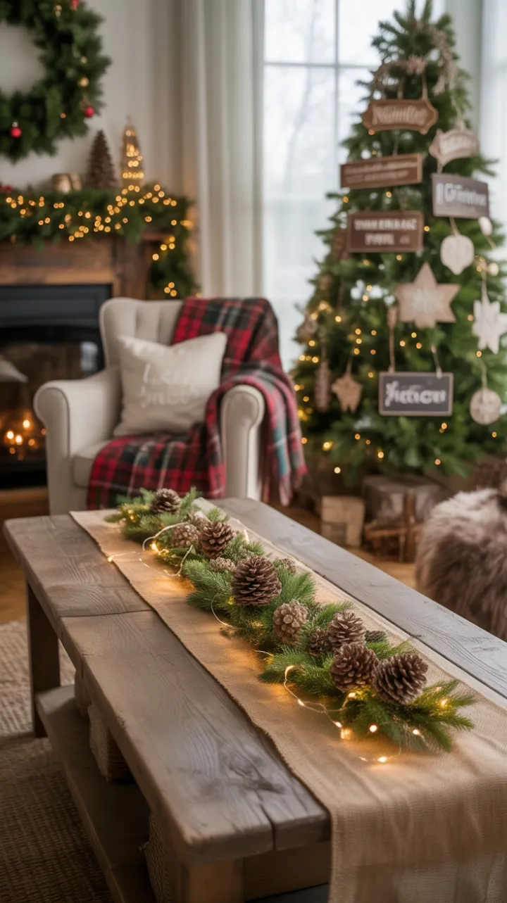 Cozy Rustic Christmas Hearth Bathed in Golden Light