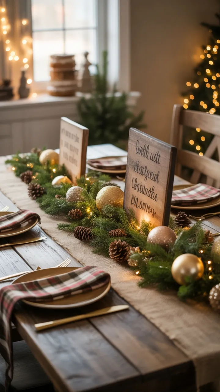 Cozy Rustic Christmas Table Bathed in Golden Light