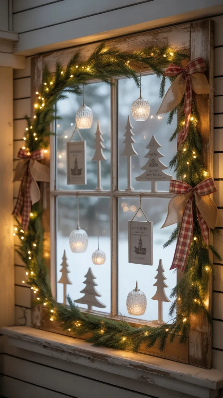 Cozy Christmas Through a Rustic Snow-Kissed Window