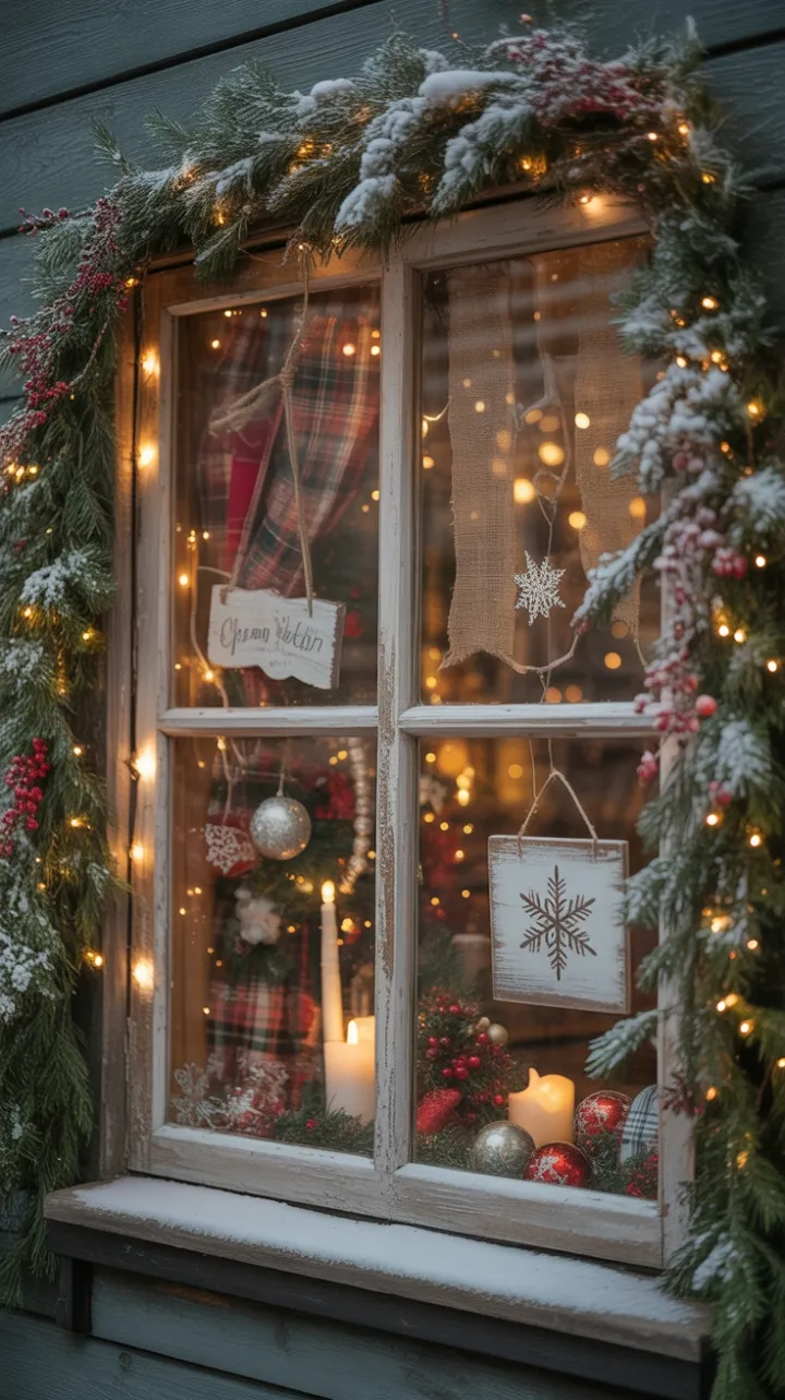 Snow-Kissed Rustic Christmas Window