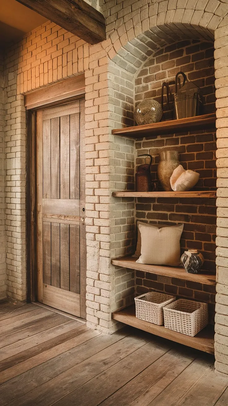 Step into a world of rustic charm, where the warmth of exposed brick walls and the aged patina of wooden floors create an inviting atmosphere. The handcrafted shelves, filled with treasured finds, whisper tales of time and heritage. A perfect blend of history and home.