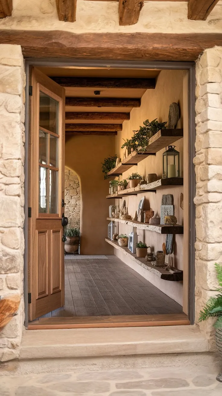 Step into a world of rustic charm where the warmth of aged wood and stone whispers stories of time gone by. The handcrafted shelves, brimming with treasures both old and new, invite you to linger and explore. A perfect blend of comfort and character awaits.