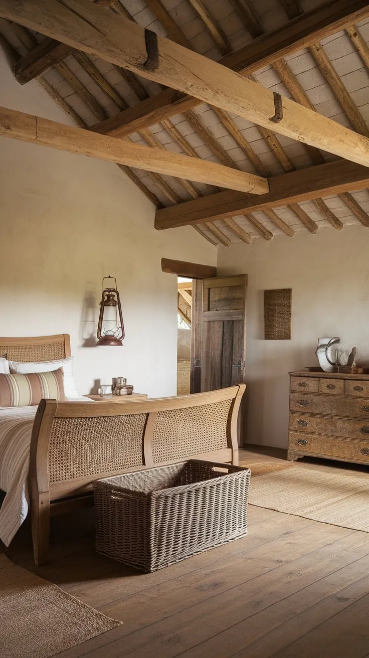 With its warm earthy tones and natural materials, this rustic bedroom decor transforms the master bedroom into a stylish haven of farmhouse elegance.