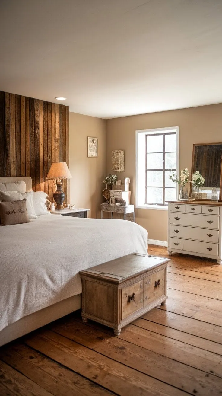 Awaken in a serene rustic bedroom where gentle sunlight and cozy furnishings blend to create a tranquil sanctuary of understated luxury.
