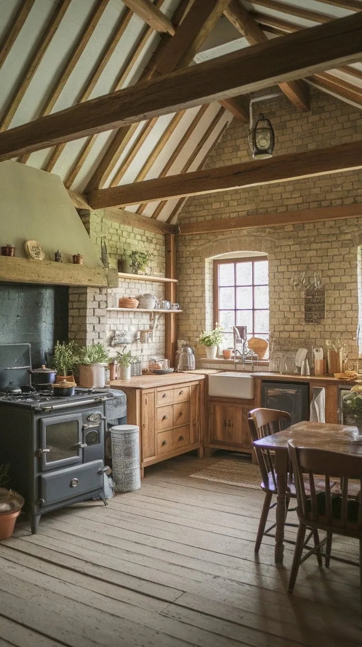 This kitchen, with its charming blend of rustic history and modern warmth, invites you to savor the comforting essence of home-cooked meals and cherished memories.