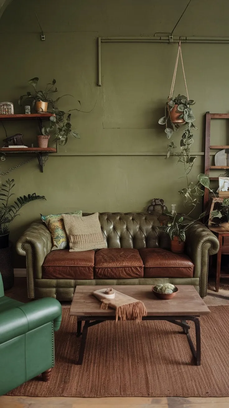 Sink into comfort in this rustic haven, where earthy browns and calming greens create a sanctuary of serenity. The rich textures and natural elements bring a sense of warmth and tranquility to this inviting space. A perfect blend of style and comfort.