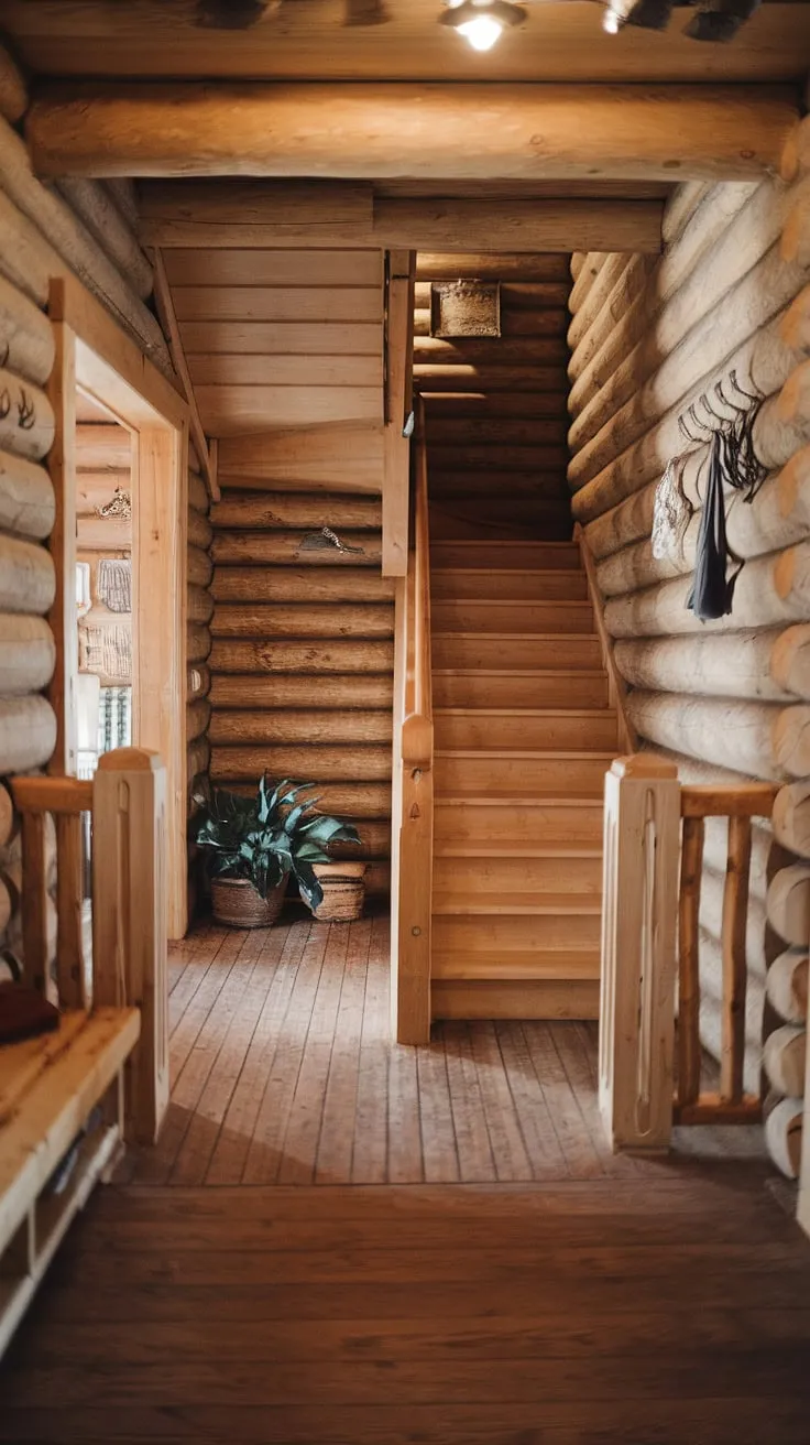 A rustic hallway, steeped in history, whispers tales of generations past. The aged wood, the simple furnishings, and the comforting light create a haven of tranquility; a place to pause and breathe.