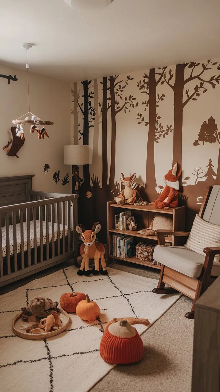 Nestled amongst the whispering leaves and dappled sunlight, this woodland haven is a sanctuary of sweet dreams. A cozy haven where childhood adventures begin, filled with the gentle rustle of autumn leaves and the playful spirit of the forest.