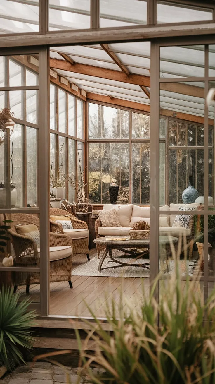 Escape to this tranquil sunroom, where comfortable seating, natural light, and surrounding plants create a serene atmosphere. The perfect place to unwind and reconnect with nature.