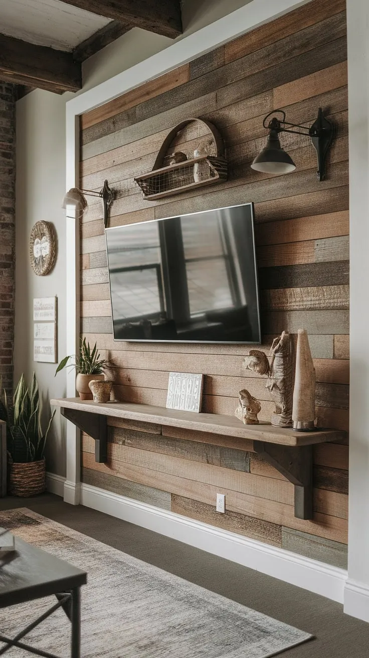 Cozy evenings are best spent in this rustic haven, where the warmth of the wood-paneled wall a complements the crackling fireplace and the soft glow of the lamp. The perfect blend of comfort and style.