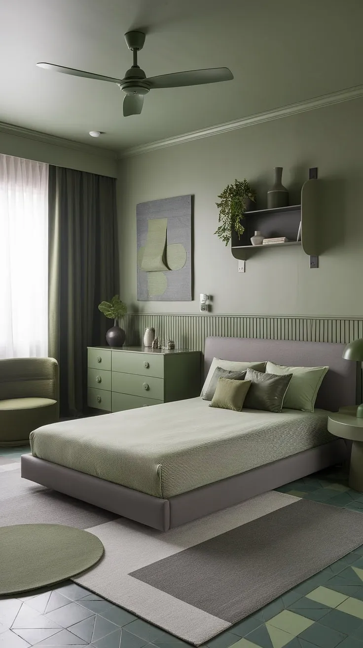 Discover fresh green room ideas for your bedroom that blend sage and gray tones to create the perfect vibe for relaxation and style.