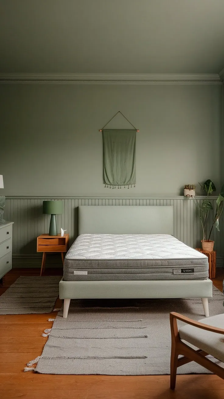 Transform your space with this sage green bedroom featuring gray and green bedroom ideas, offering dream bedroom inspiration and new room ideas for a refreshing room redesign.