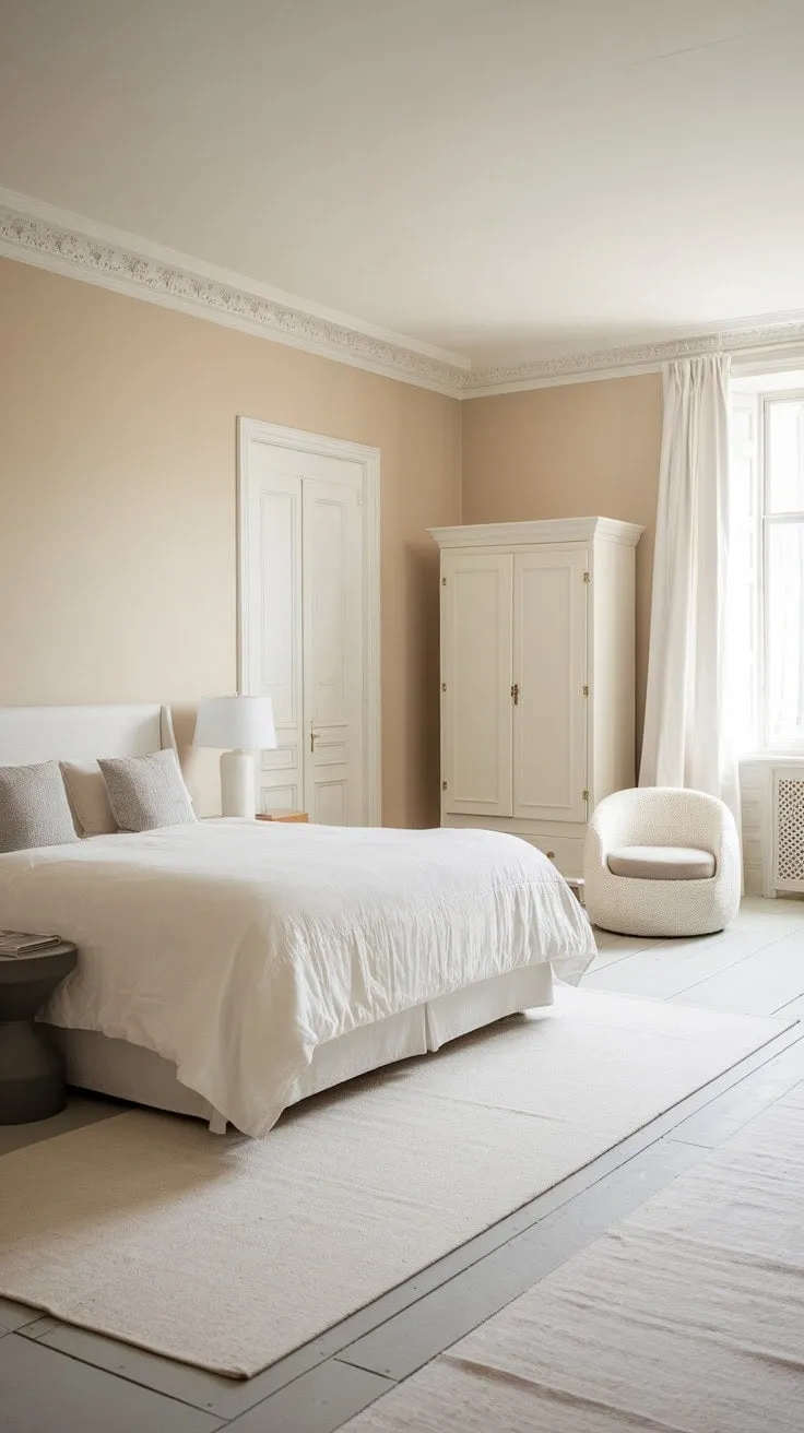 Discover tranquility in this elegantly designed master bedroom, where soft hues and refined furnishings invite restful nights and refreshing mornings.