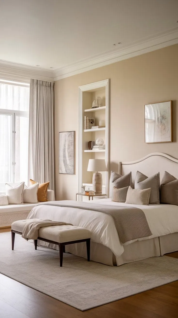 Awaken in a tranquil Scandinavian sanctuary where soft light, soothing neutrals, and touches of color blend seamlessly to create an atmosphere of understated luxury.