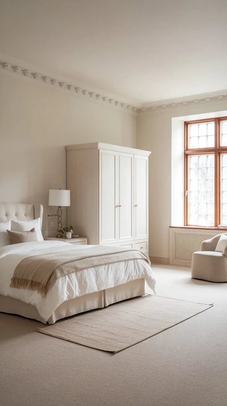 Bathed in sunlight, this Scandinavian-style master bedroom exudes understated luxury and tranquility, creating a serene sanctuary for restful slumber.