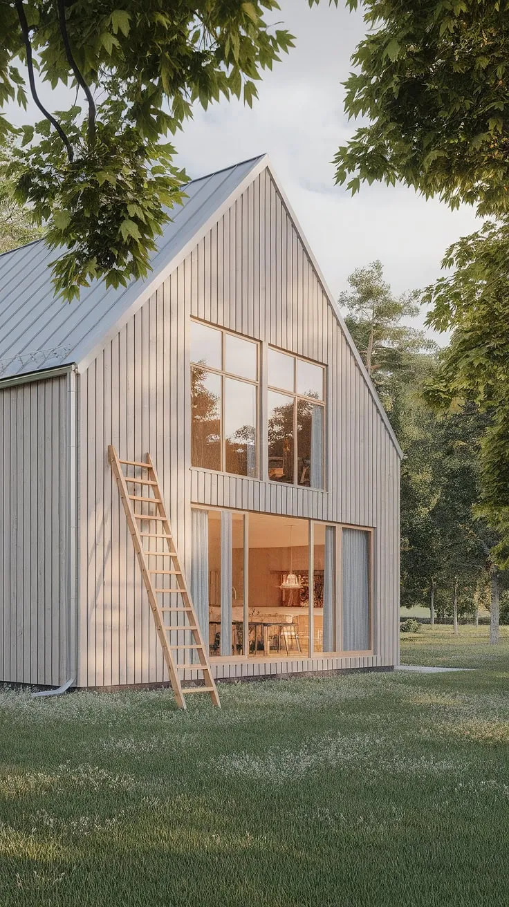 This Scandinavian farmhouse seamlessly blends rustic charm with modern minimalism, showcasing the beauty of light wood and clean lines against a backdrop of vibrant green landscape. The simple elegance speaks to a life lived intentionally, a testament to the enduring appeal of Scandinavian design. A perfect retreat, a peaceful sanctuary.