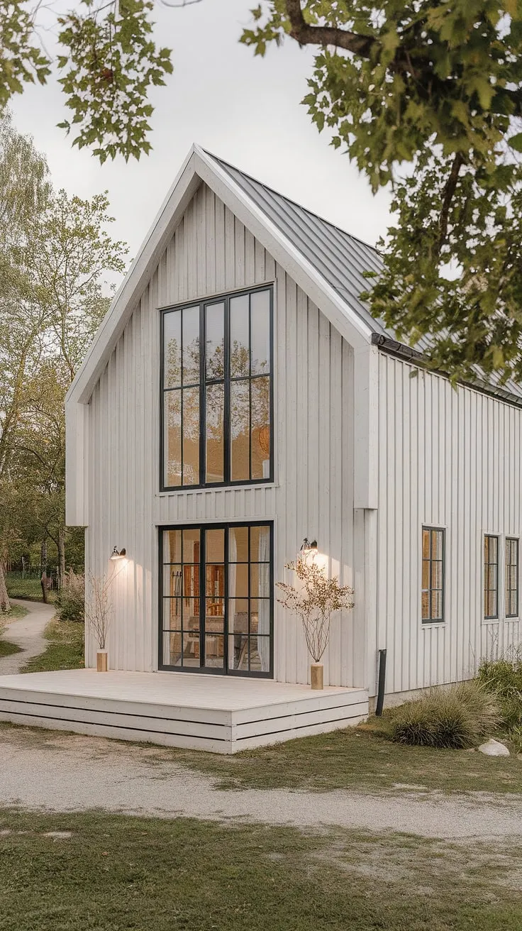 Where Scandinavian charm meets modern minimalism. This light-filled farmhouse, with its clean lines and rustic-modern interior, offers a tranquil escape nestled amongst the trees. The expansive windows and sliding glass doors seamlessly connect the indoors with the surrounding nature, creating a harmonious blend of a comfort and contemporary design.