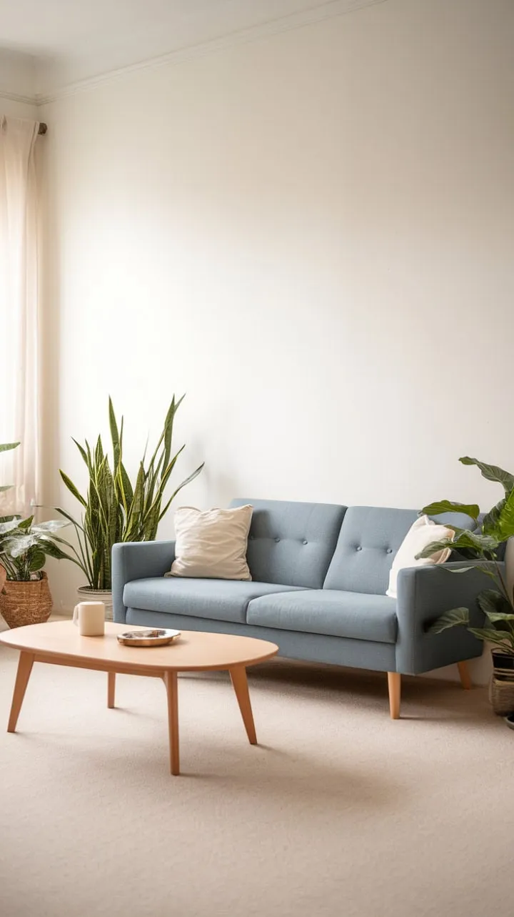 This serene Scandinavian living room exemplifies the beauty of minimalism, where soft light and a neutral palette harmonize with carefully selected textures to create an oasis of calm.
