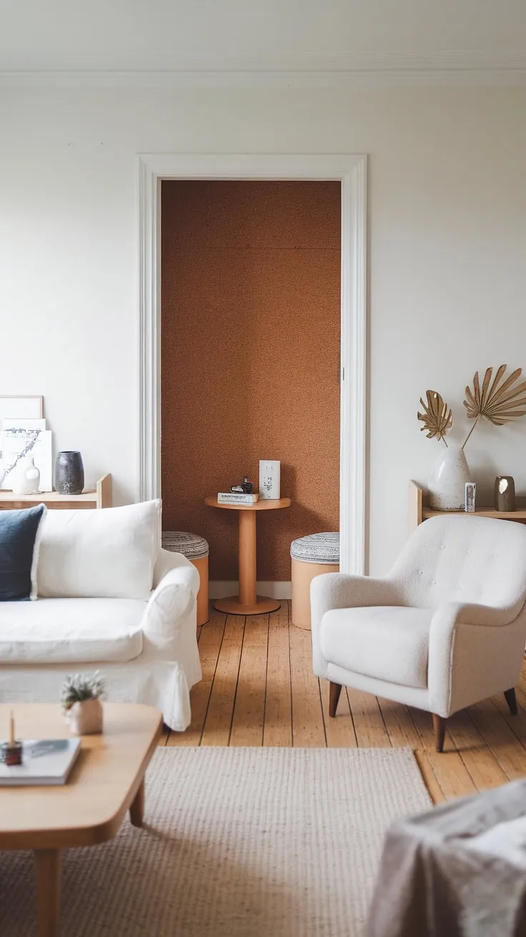 Find your happy place in this serene Scandinavian living room. The minimalist design, punctuated by textures and natural light, offers a haven for relaxation and a mindful moments.