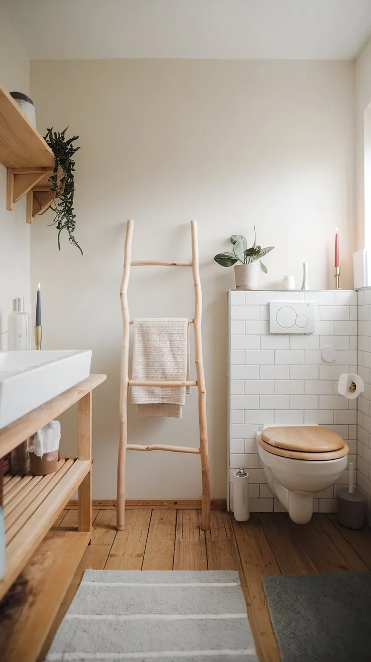 Simplicity and serenity define this Scandinavian-inspired bathroom. The warm wood tones, minimalist design, and carefully chosen accents create a tranquil oasis for self-care. A perfect blend of functionality and understated elegance.