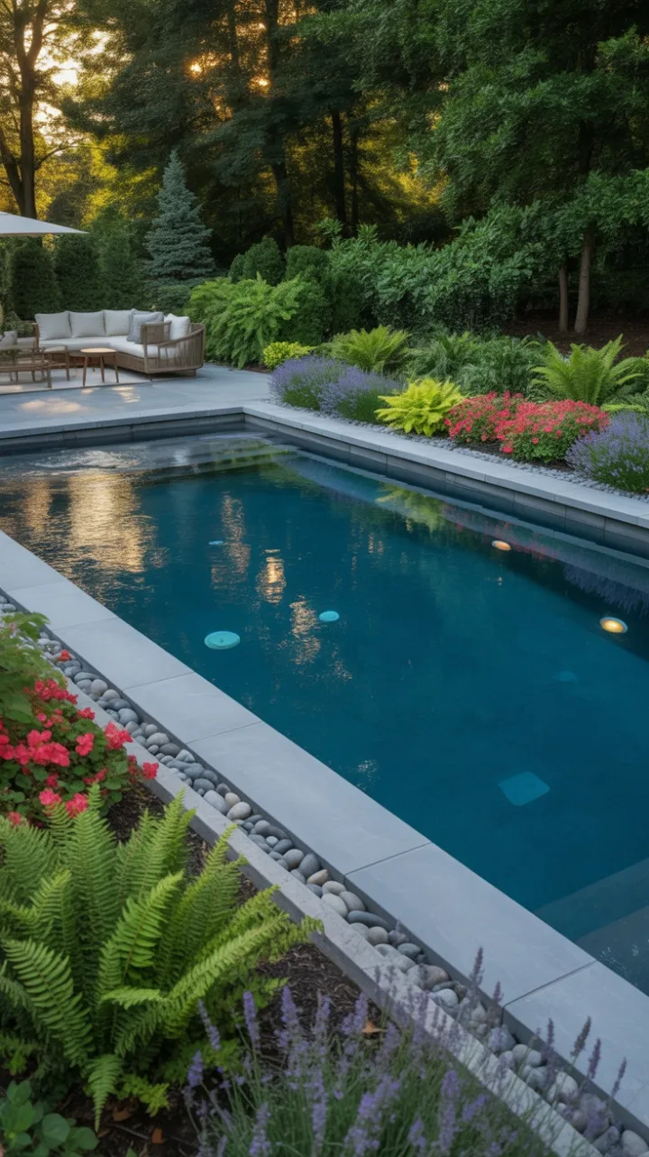 Sunlit Serenity at a Luxurious Semi-Inground Pool Nestled in Lush Gardens