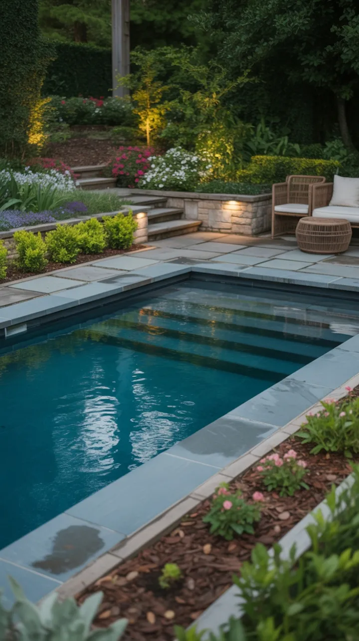 Lush Garden Oasis with Serene Semi‑Inground Pool