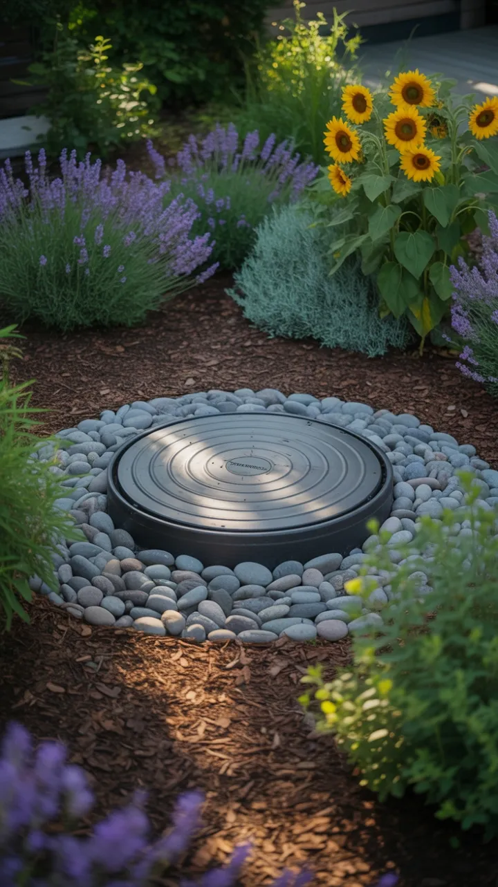 Sunlit Garden Oasis Concealing a Clever Septic Cover