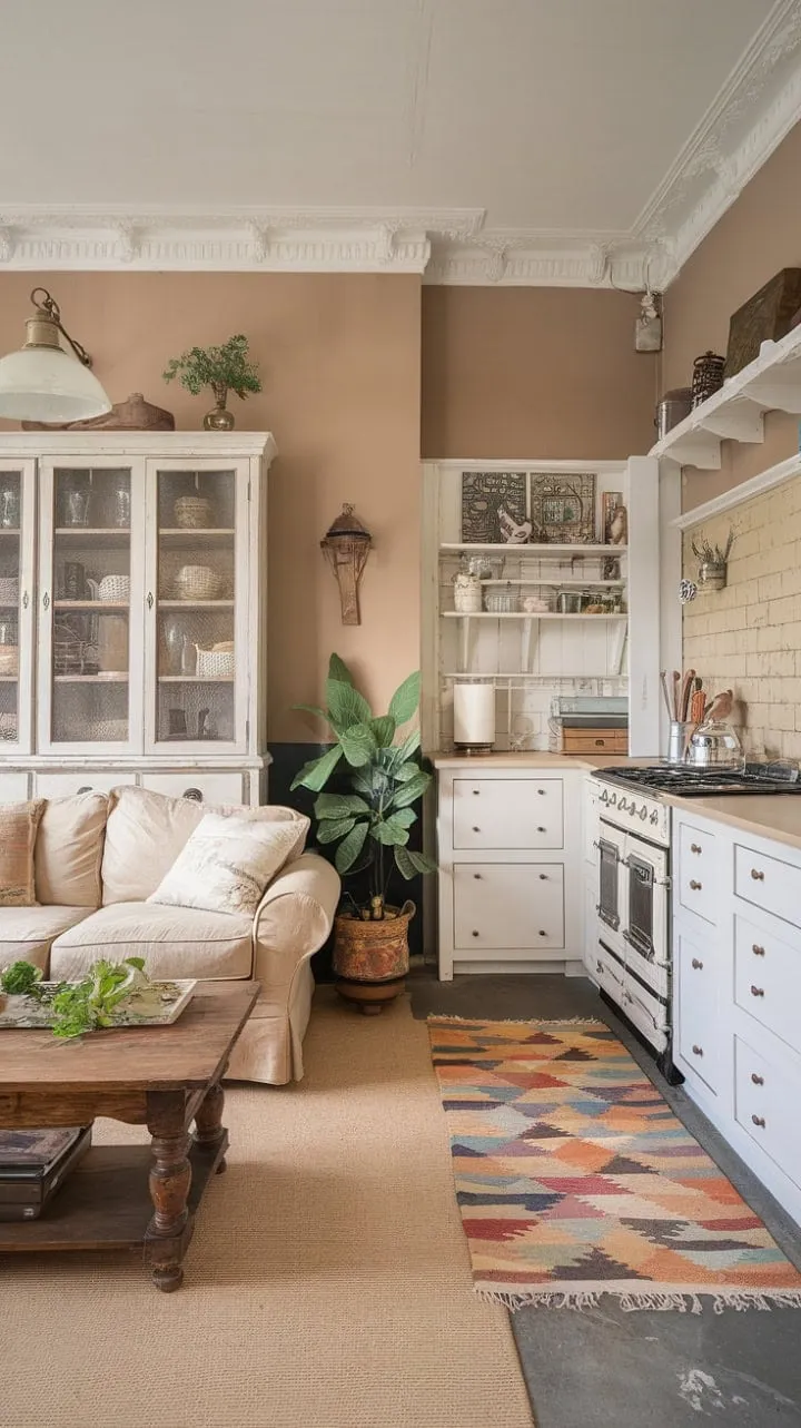Bathed in sunlight, this shabby chic sanctuary celebrates the charm of imperfection with its vintage treasures and DIY touches.