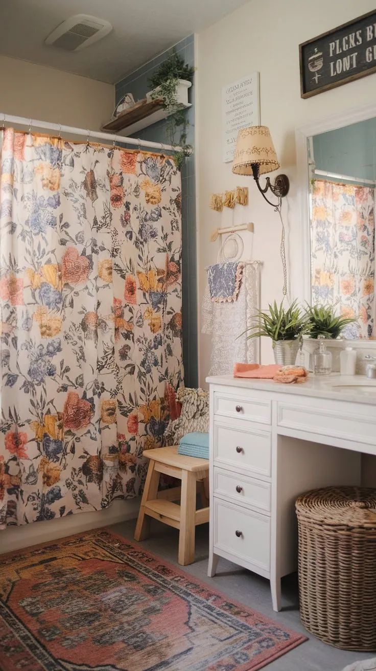 My little slice of shabby-chic heaven. A tiny bathroom transformed into a personal oasis with a floral shower curtain, a vintage-inspired vanity, and a few well-chosen accessories. A testament to the power of personal style, even within the confines of a college dorm. A reminder that home is wherever you make it.