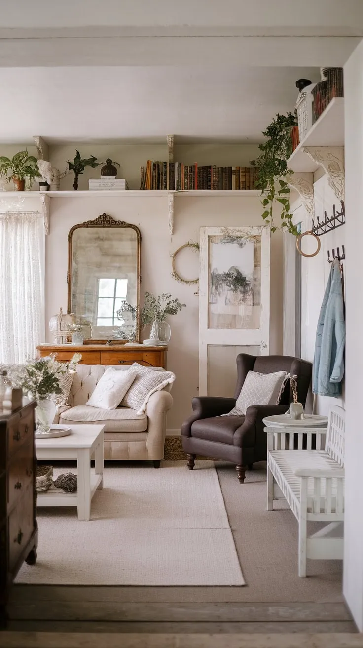 This shabby chic farmhouse is a testament to the beauty of imperfection. The aged wood, the mismatched furniture, and the carefully curated details all contribute to its unique and inviting atmosphere. Every corner whispers tales of comfort and style, creating a space that feels both lived-in and utterly enchanting.