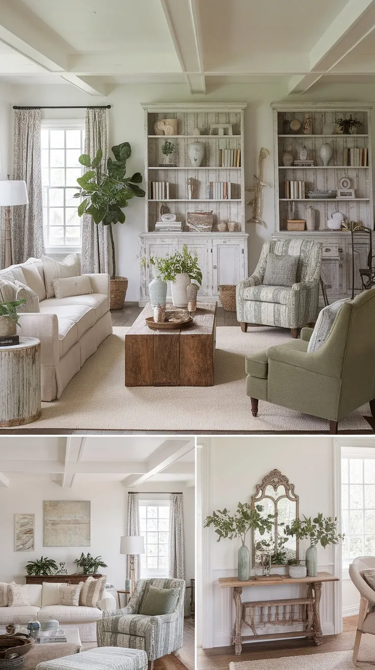 Step into a world of vintage charm and rustic romance. This shabby chic farmhouse effortlessly blends cozy living spaces with a touch of bohemian flair, creating a home filled with warmth and character. The distressed furniture, carefully curated decor, and abundance of greenery weave together a truly captivating atmosphere. A perfect blend of old-world elegance and modern comfort.