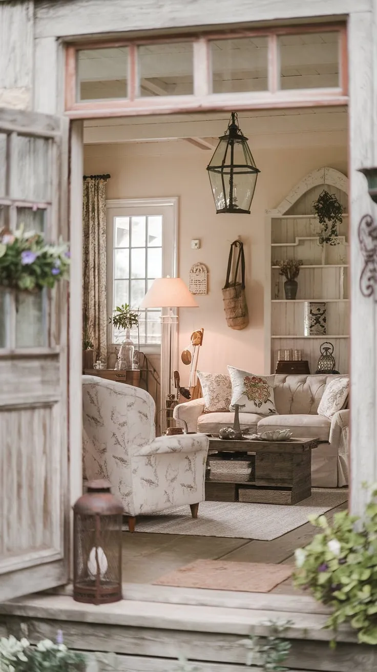 Step into a world of vintage charm and rustic elegance. This shabby chic farmhouse whispers tales of bygone eras, where cozy evenings and heartwarming memories are made. The gentle glow of the wrought iron lantern welcomes you into a space filled with cherished antiques and a comforting ambiance. A perfect blend of old-world charm and modern comfort, this home is a testament to the beauty of lived-in spaces.