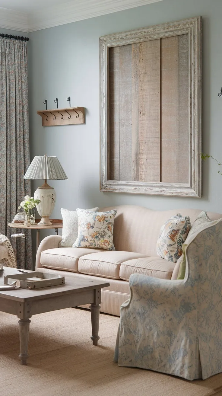 This shabby chic haven effortlessly combines cottagecore sweetness, modern farmhouse functionality, and bohemian spirit. The result? A living room that's as relaxed as it is stylish, a testament to the beauty of curated eclecticism.