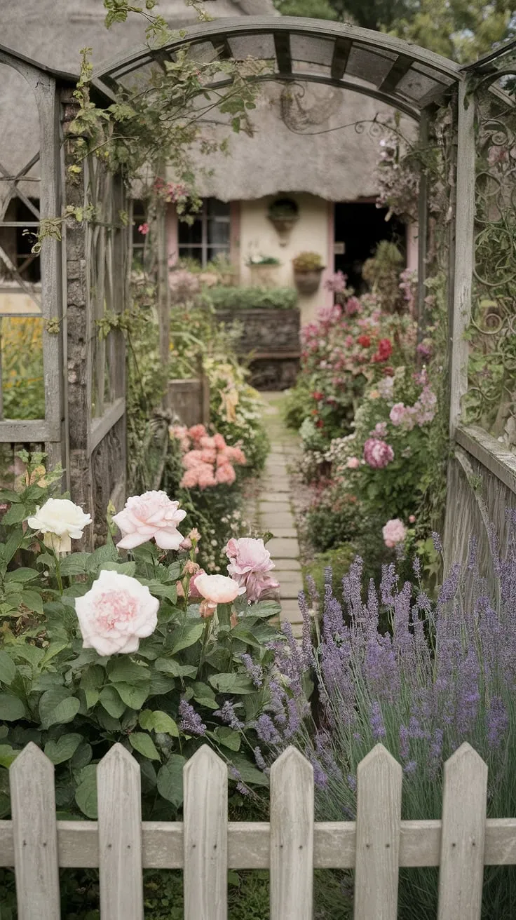 Step into a world of enchanting blooms and rustic charm. This shabby chic cottage garden, bursting with the fragrant beauty of roses, peonies, and lavender, is a testament to the simple elegance of French country living. A perfect haven for the soul.