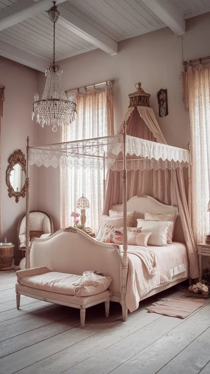 Lost in the dreamy embrace of this shabby chic haven, where Victorian elegance meets rustic charm. The soft pastel hues, delicate lace, and antique details create a romantic atmosphere, a sanctuary for the soul. A perfect escape.