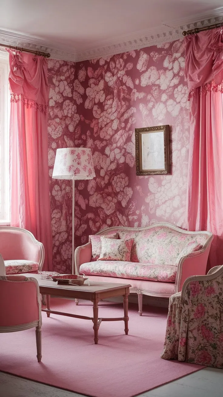 Step into a world of delicate charm and faded elegance. This shabby chic haven, bathed in blushing pink hues and adorned with floral prints, whispers tales of bygone eras. The soft textures and gentle light create a space of unparalleled tranquility. A perfect sanctuary for quiet contemplation and cherished moments.
