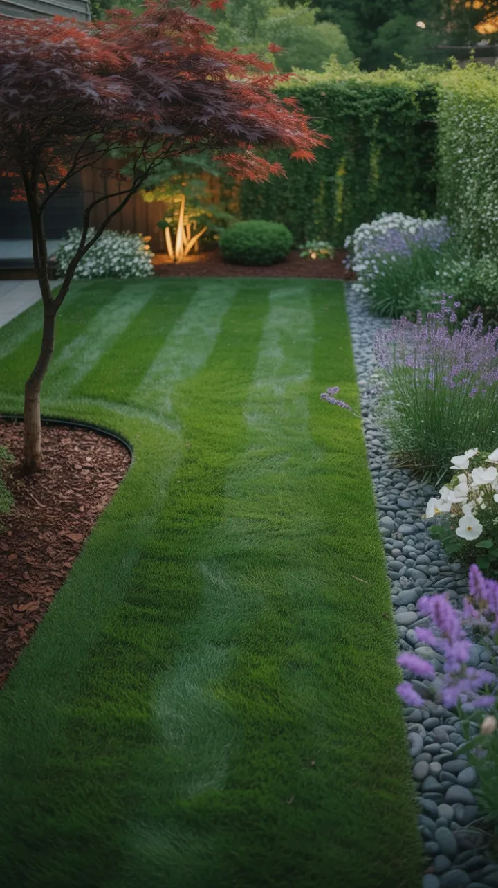 Crimson Maple Serenity in a Minimalist Garden