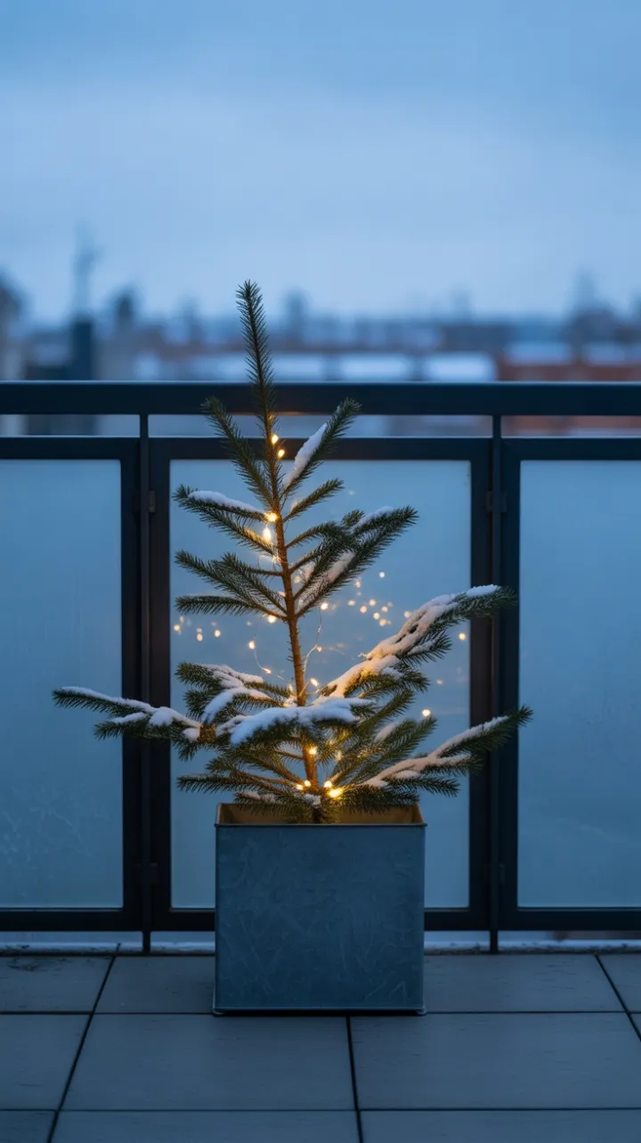 Minimalist Christmas Glow on a Scandinavian Balcony