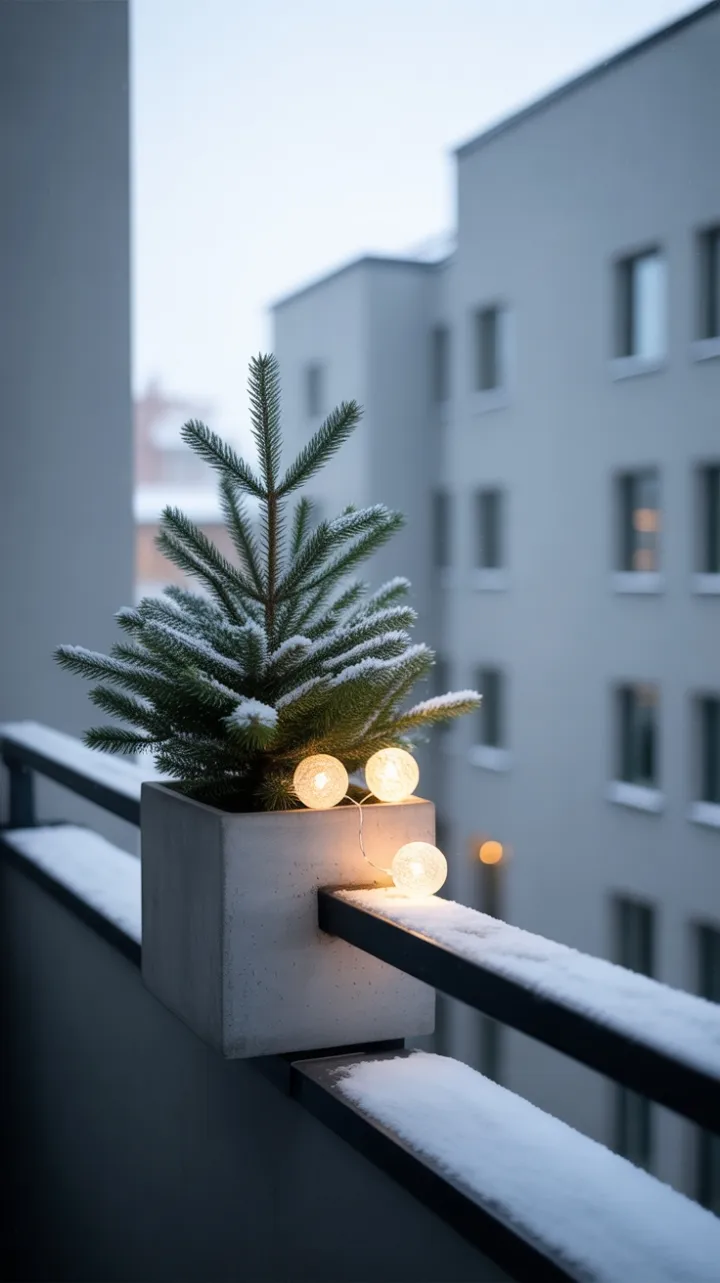 Frosted Minimalism — A Modern Holiday Balcony
