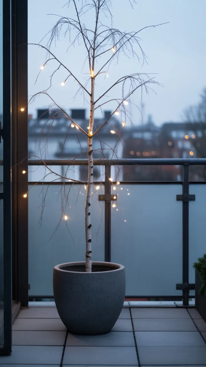 Understated Scandinavian Holiday on a Minimalist Balcony