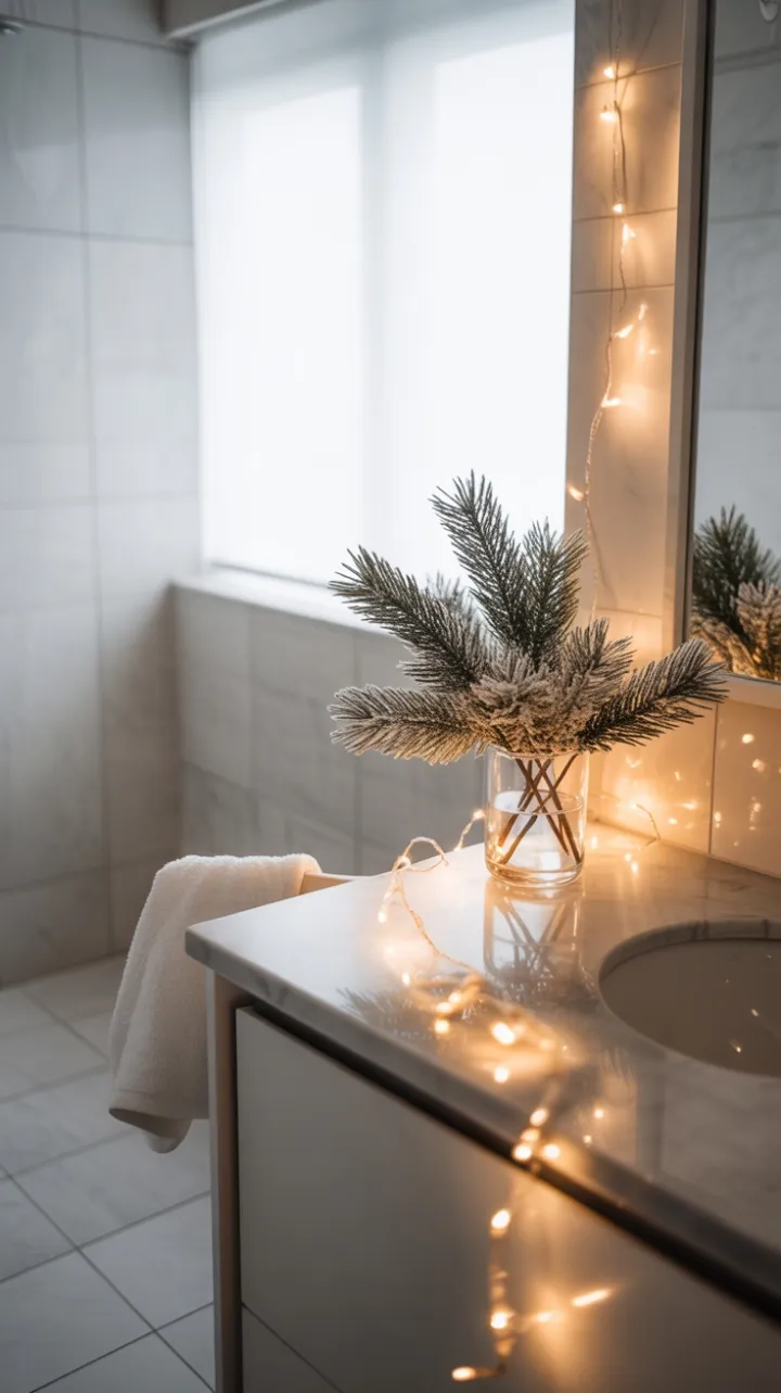 Serene Holiday Glow on a Marble Vanity