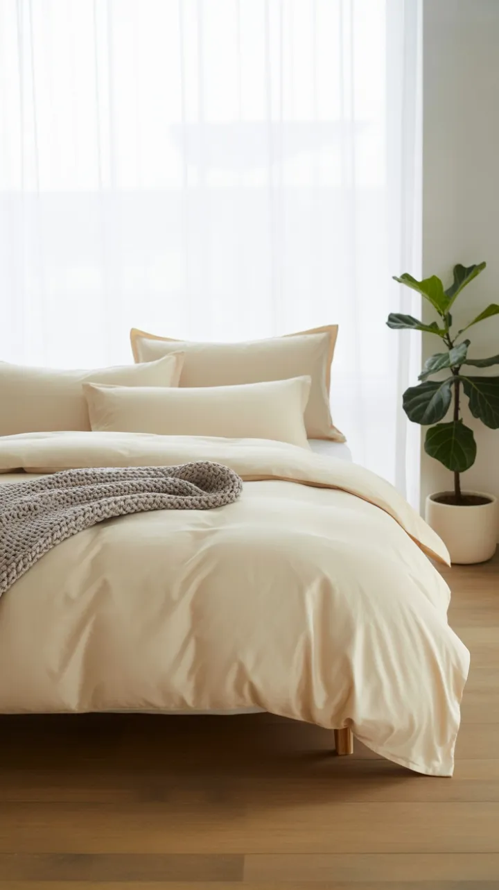 Serene Scandinavian Bedding in Cream and Gray