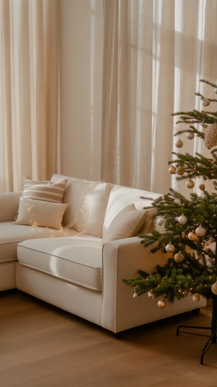 Understated Holiday Warmth in a Scandinavian Living Room