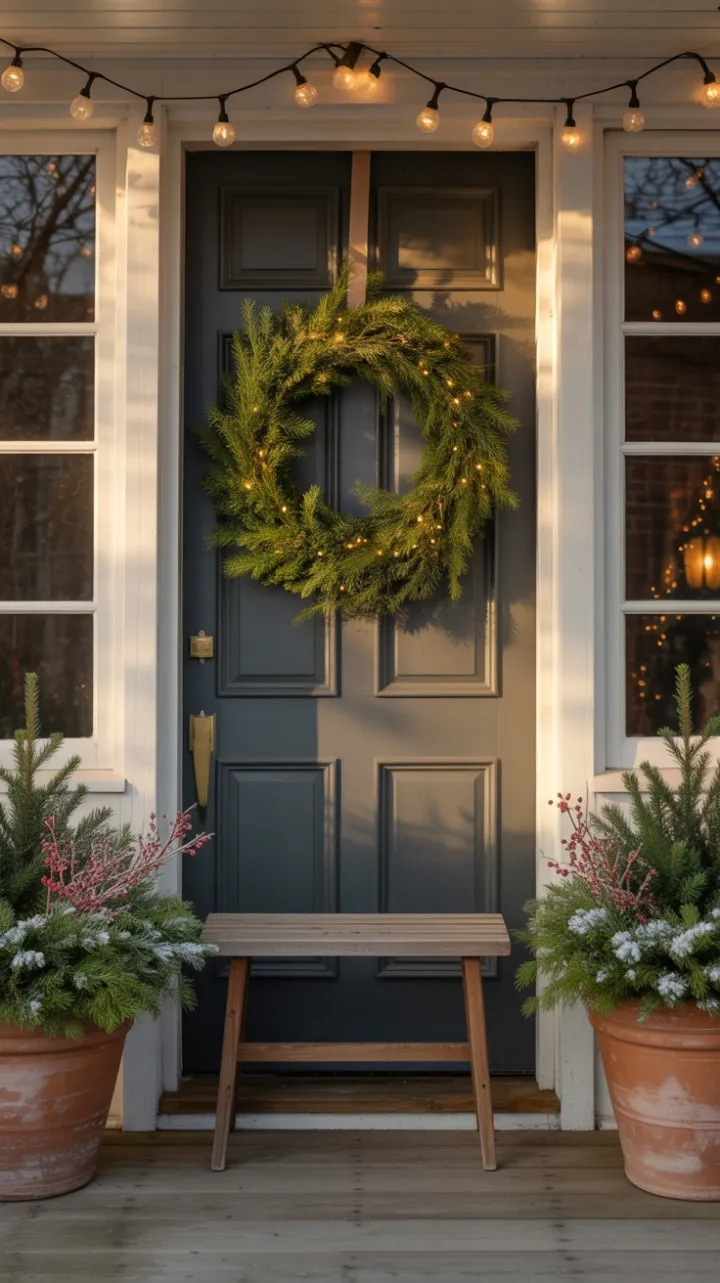 Sunset Glow on a Simple Christmas Porch