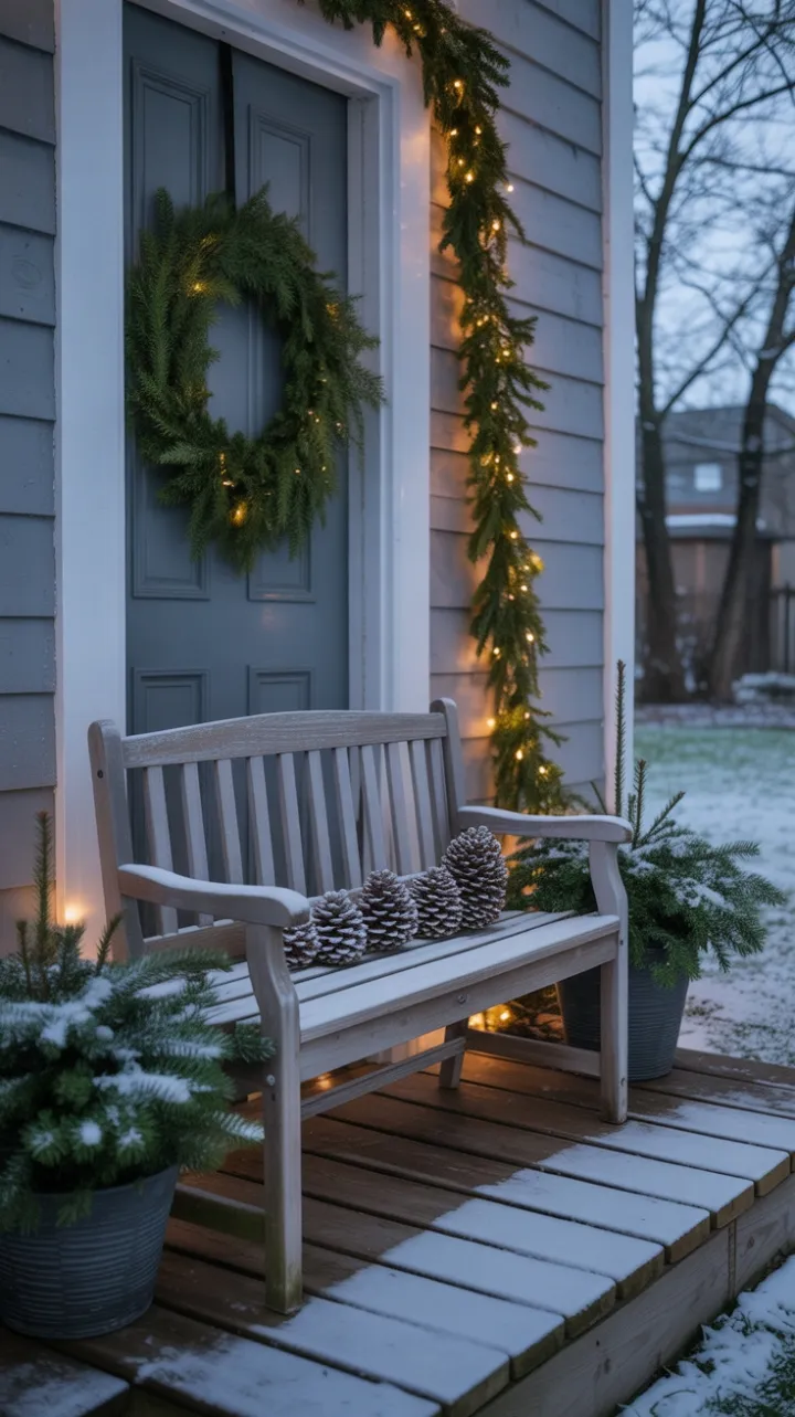 Twilight Glow on a Minimalist Christmas Porch