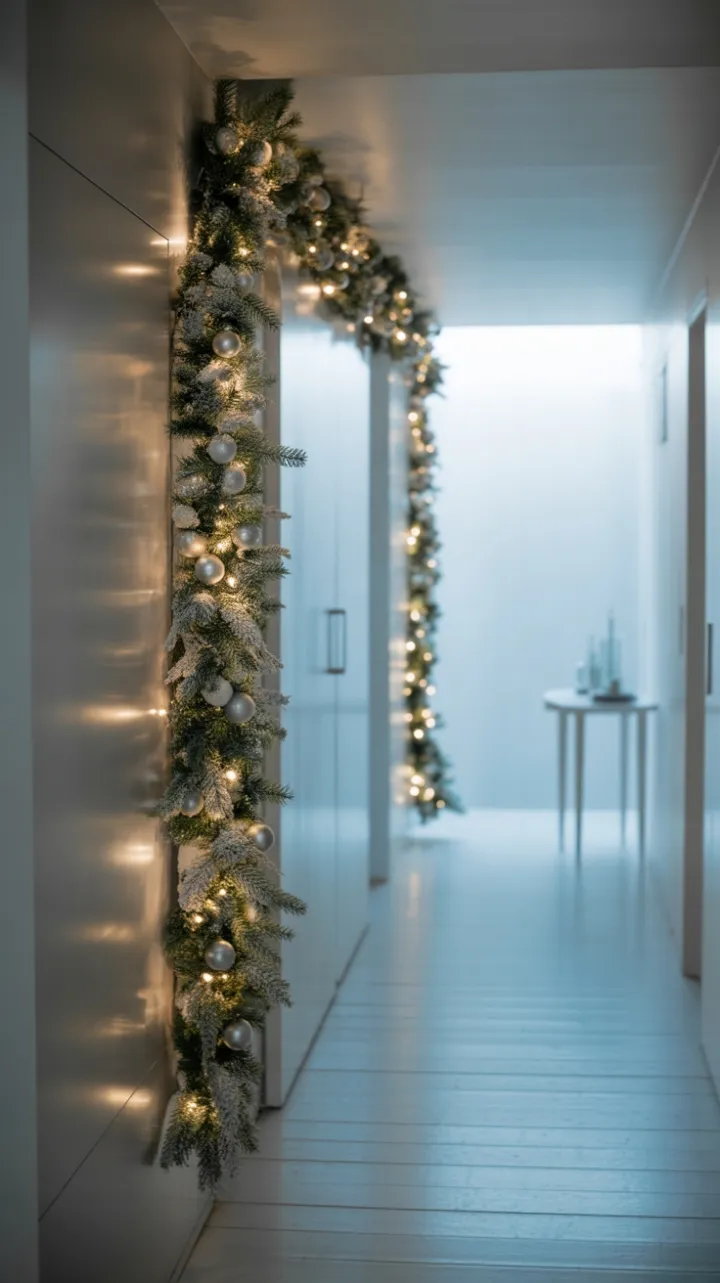 Frosted Minimalism in a Serene Holiday Hallway