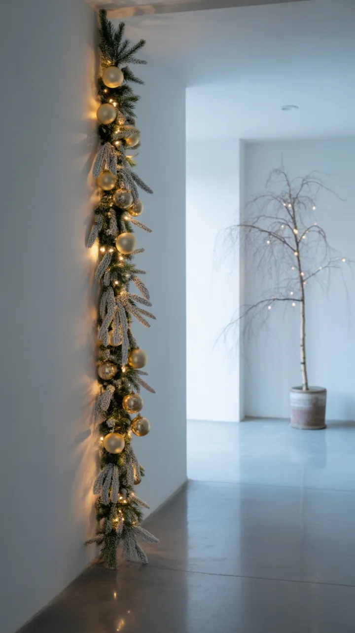 Frosted Pine and Pale Gold A Minimalist Holiday Hallway