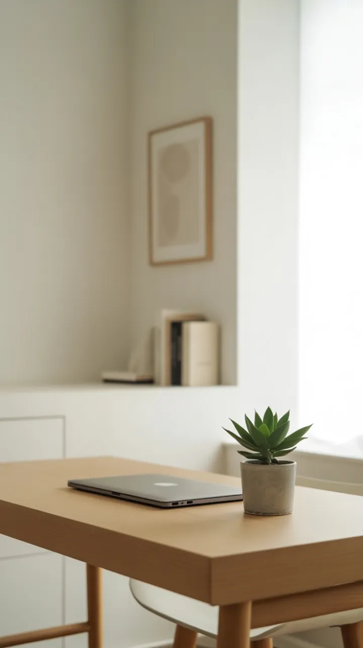 Sunlit Minimalist Scandinavian Workspace
