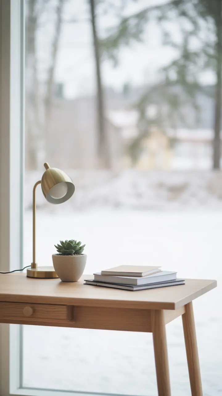Oak Desk Serenity in Scandinavian Light